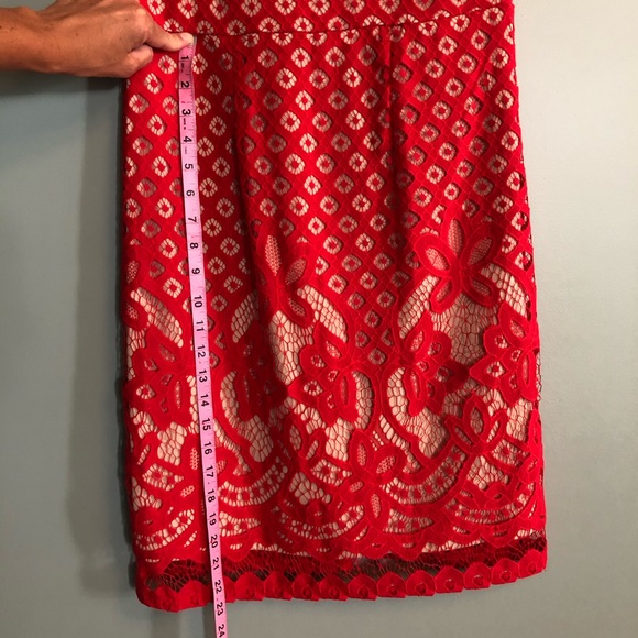 NWOT Dex Red Lace Shift Dress - Picture 10 of 11
